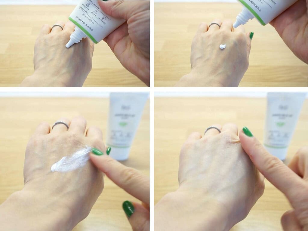 Dr.G Green Mild Up Sunscreen_application_1600Hx1200W