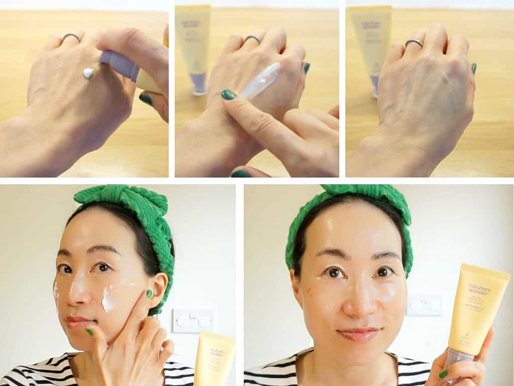 Haruharu wonder Black Rice Moisture Airy Fit Daily Sunscreen_application_1600Hx1200W