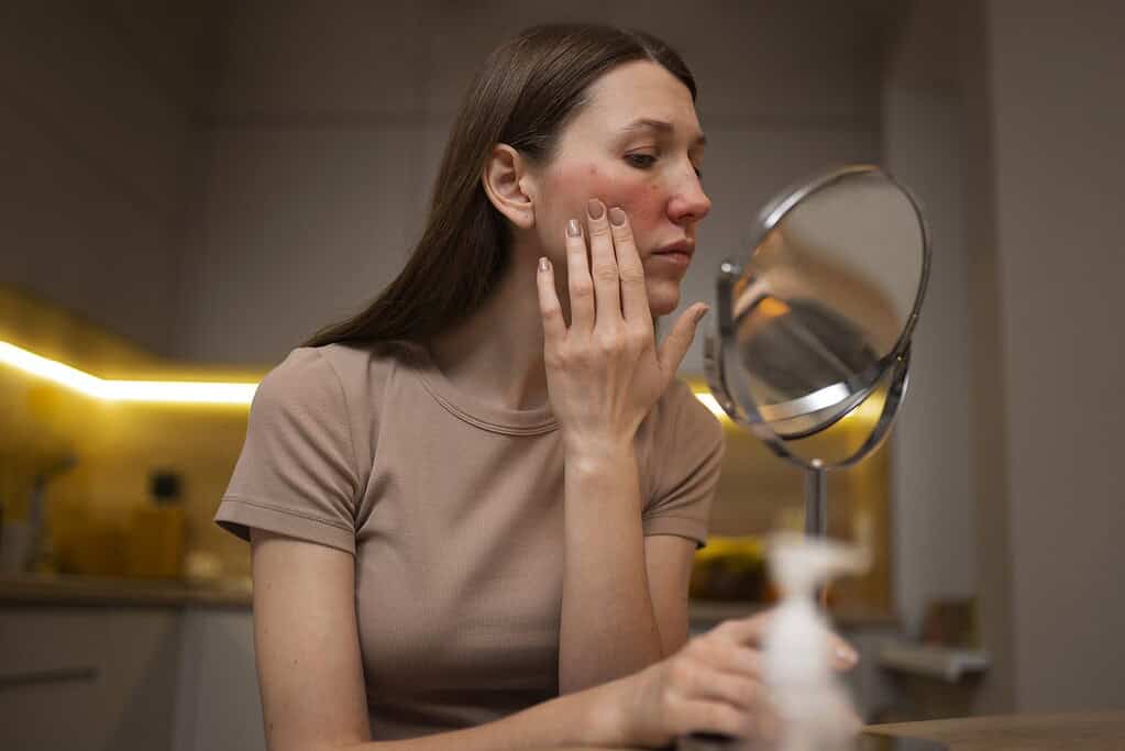 woman-looking-her-rosacea-mirror-1